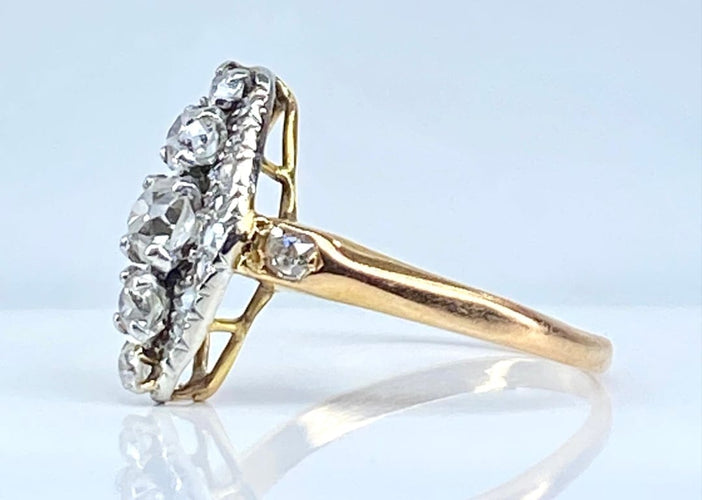 Bague 50 Bague marquise losange en or 18 carats et diamants (vers 1900) 58 Facettes AB684