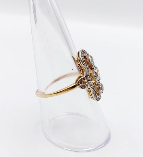 Bague 56 Bague marquise antique en or 18k et platine, diamants taille ancienne 58 Facettes A06722