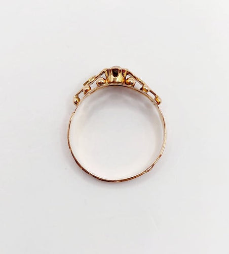 Bague 56 Bague toi et moi victorienne en or rose 18k et perles 58 Facettes A06764