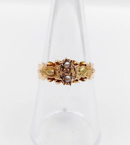 Bague 56 Bague toi et moi victorienne en or rose 18k et perles 58 Facettes A06764
