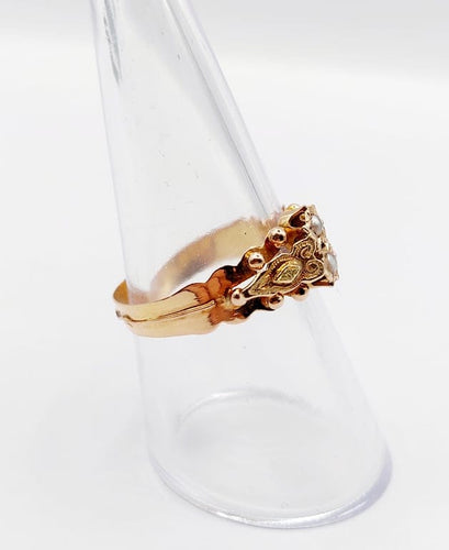 Bague 56 Bague toi et moi victorienne en or rose 18k et perles 58 Facettes A06764