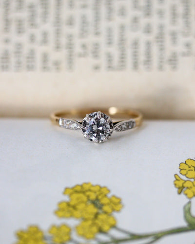 Bague 60 Bague solitaire en or blanc 750 et platine avec diamants 58 Facettes A11192