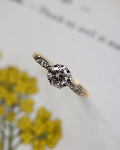 Bague 60 Bague solitaire en or blanc 750 et platine avec diamants 58 Facettes A11192