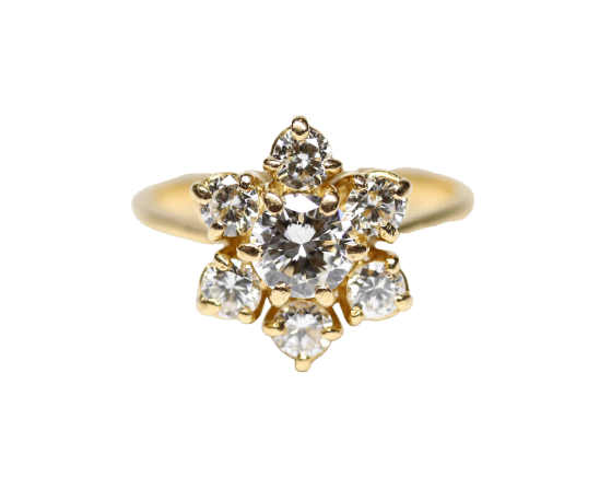 Bague 51 Bague marguerite - Diamants en or jaune 750/1000 58 Facettes A12098
