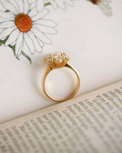 Bague 51 Bague marguerite - Diamants en or jaune 750/1000 58 Facettes A12098