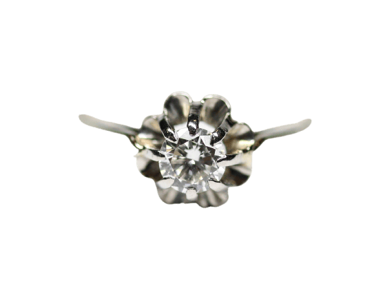 Bague 54 Bague solitaire en or blanc 750 et platine avec diamant 0,32 ct 58 Facettes A12056