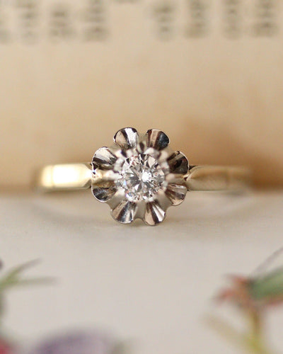 Bague 54 Bague solitaire en or blanc 750 et platine avec diamant 0,32 ct 58 Facettes A12056