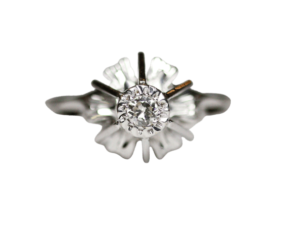 Bague 57.5 Solitaire - Bague en platine et diamant taille brillant 58 Facettes A12023