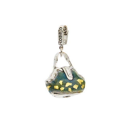 Pendentif Rosato Bags - Pendentif valise en or blanc 18 ct émaillé vert 58 Facettes 40718
