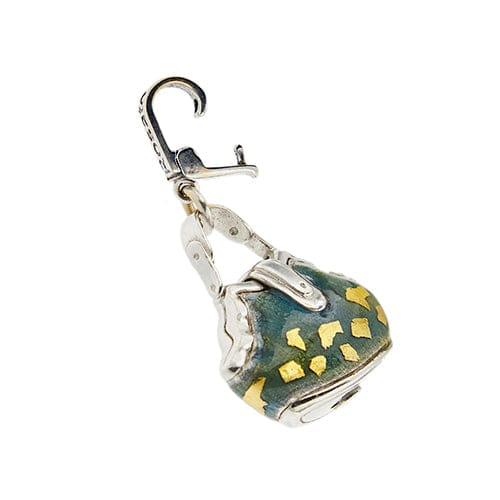 Pendentif Rosato Bags - Pendentif valise en or blanc 18 ct émaillé vert 58 Facettes 40718