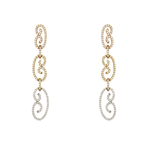 Boucles d'oreilles Boucles d'oreilles pendantes - Dégradé en or 18 ct et diamants 58 Facettes 40627