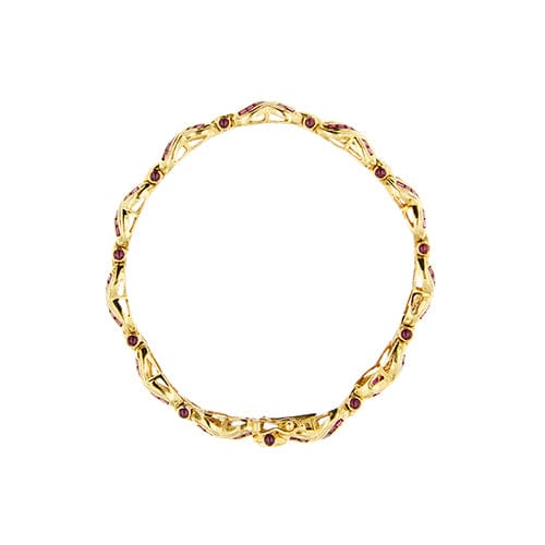 Bracelet Bracelet - en or jaune 18 kt, rubis et diamants 58 Facettes 41219