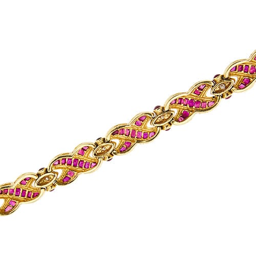 Bracelet Bracelet - en or jaune 18 kt, rubis et diamants 58 Facettes 41219