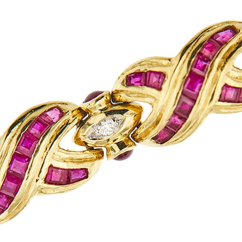 Bracelet Bracelet - en or jaune 18 kt, rubis et diamants 58 Facettes 41219