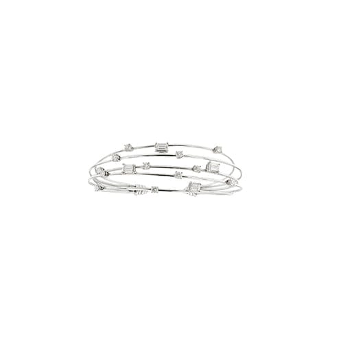 Bracelet Bracelet jonc ouvert multifils en or blanc 18 ct et diamants 58 Facettes 31275