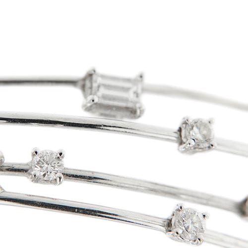 Bracelet Bracelet jonc ouvert multifils en or blanc 18 ct et diamants 58 Facettes 31275