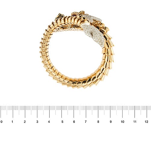 Bracelet Roberto Coin - Bracelet rigide dragon en or rose et or blanc, rubis et diamants 58 Facettes 39080