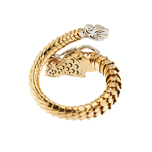 Bracelet Roberto Coin - Bracelet rigide dragon en or rose et or blanc, rubis et diamants 58 Facettes 39080