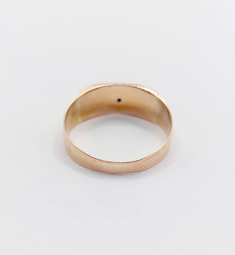 Bague 56 Bague chevalière victorienne « Souvenir d’amitié » en or rose 18k et émail 58 Facettes A06760