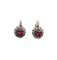 Boucles d'oreilles Dormeuses marguerite anciennes en or rose 18k, rubis synthétiques et diamants 58 Facettes A06761