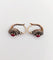 Boucles d'oreilles Dormeuses marguerite anciennes en or rose 18k, rubis synthétiques et diamants 58 Facettes A06761