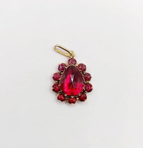 Pendentif Pendentif marguerite victorien en or rose 18k et grenats (vers 1870) 58 Facettes A06744