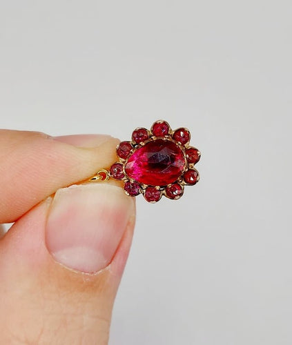 Pendentif Pendentif marguerite victorien en or rose 18k et grenats (vers 1870) 58 Facettes A06744