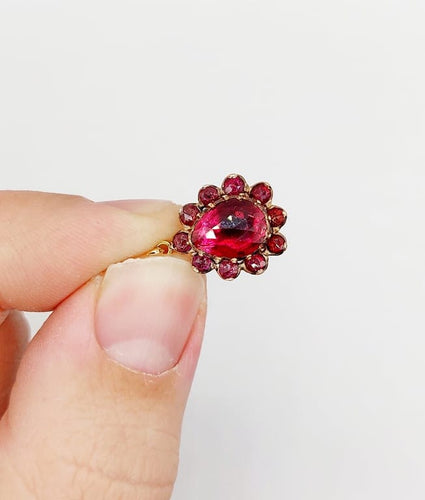 Pendentif Pendentif marguerite victorien en or rose 18k et grenats (vers 1870) 58 Facettes A06744