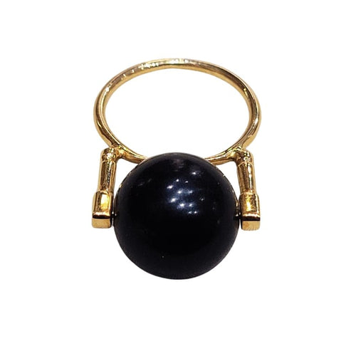 Bague 54 Bague en or 18k avec corail noir 14 mm 58 Facettes T27