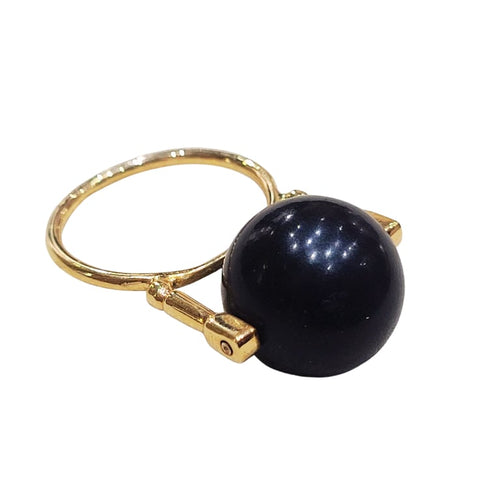 Bague 54 Bague en or 18k avec corail noir 14 mm 58 Facettes T27