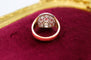 Bague ronde en or jaune 750 et platine sertie de diamants 58 Facettes 250580