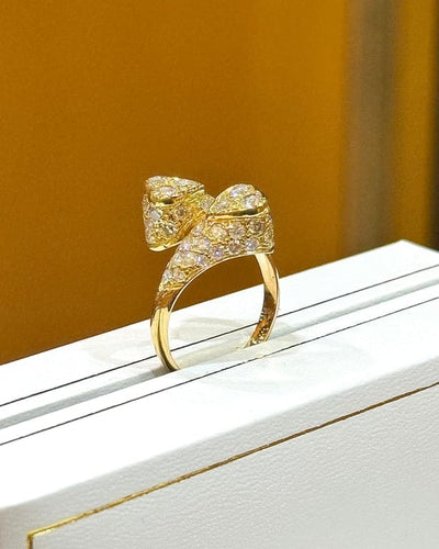 Bague Toi et Moi cœur en or jaune 18 ct et diamants 58 Facettes 90109-AC11889