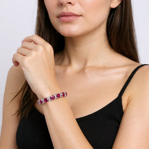 Bracelet Bracelet en or blanc 18 ct avec rubis et diamants 58 Facettes 16/26 E