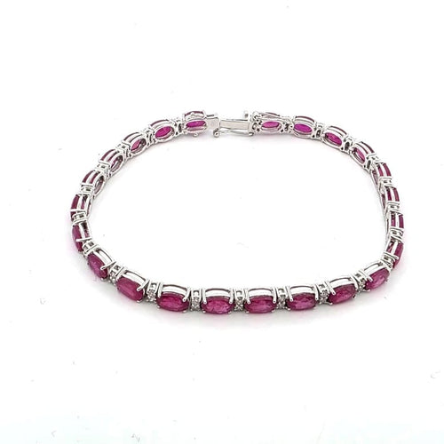 Bracelet Bracelet en or blanc 18 ct avec rubis et diamants 58 Facettes 16/26 E