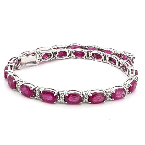 Bracelet Bracelet en or blanc 18 ct avec rubis et diamants 58 Facettes 16/26 E