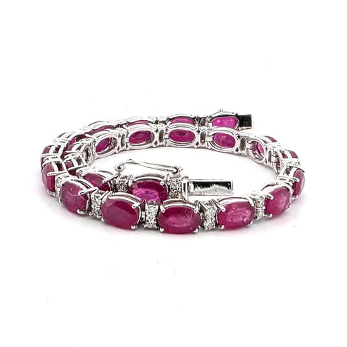 Bracelet Bracelet en or blanc 18 ct avec rubis et diamants 58 Facettes 16/26 E