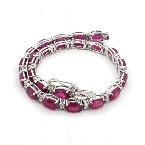 Bracelet Bracelet en or blanc 18 ct avec rubis et diamants 58 Facettes 16/26 E