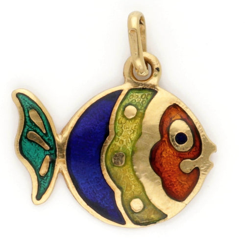 Pendentif Pendentif poisson en émail et or jaune 18 carats 58 Facettes 75FE89168279429784CCCA8166F1DE4E
