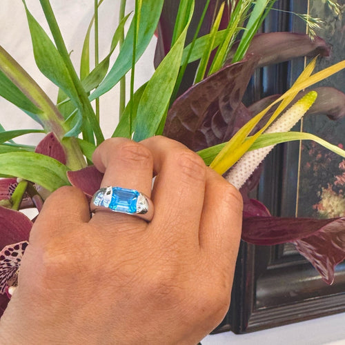 Bague 55 Bague topaze taille émeraude en or blanc 18k 58 Facettes 374B3F36E13D4AC198553A53CCF702BE