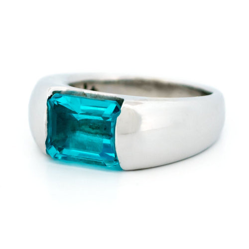 Bague 55 Bague topaze taille émeraude en or blanc 18k 58 Facettes 374B3F36E13D4AC198553A53CCF702BE