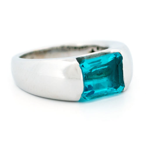 Bague 55 Bague topaze taille émeraude en or blanc 18k 58 Facettes 374B3F36E13D4AC198553A53CCF702BE