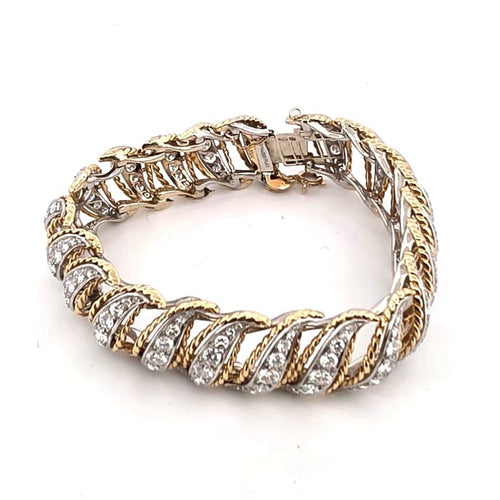 Bracelet Bracelet années 1940-1950 en platine et or avec diamants 58 Facettes 34/26 E