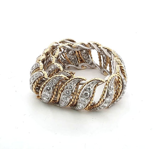 Bracelet Bracelet années 1940-1950 en platine et or avec diamants 58 Facettes 34/26 E