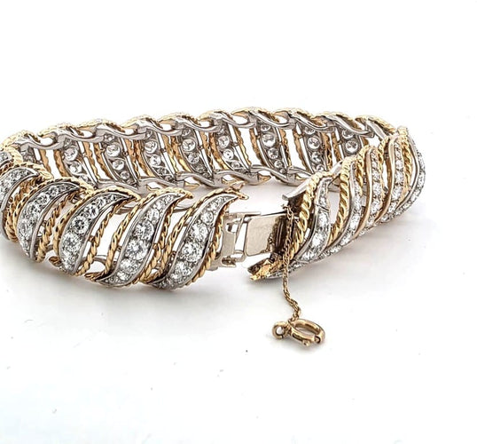 Bracelet Bracelet années 1940-1950 en platine et or avec diamants 58 Facettes 34/26 E