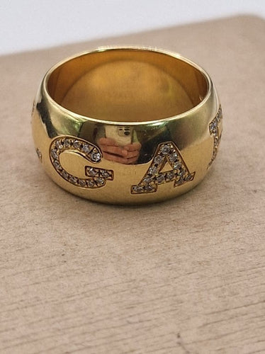 Bague 54 BVLGARI Monologo - Bague en or jaune 18 ct et diamants 58 Facettes CV-017