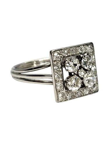 Bague 52 Bague ancienne en or blanc 18K et diamants 1 ct 58 Facettes 1683