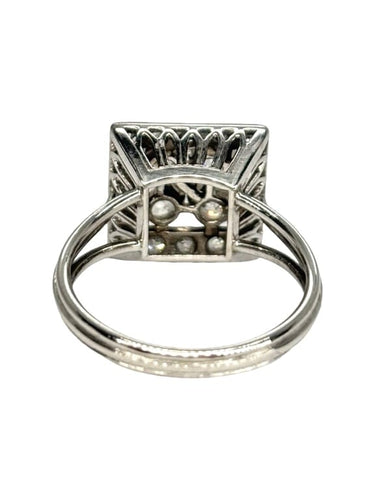 Bague 52 Bague ancienne en or blanc 18K et diamants 1 ct 58 Facettes 1683