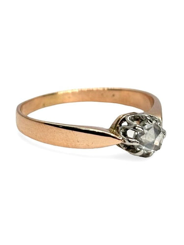 Bague 57 Solitaire ancien - Bague en or rose 18K et diamant 0,40 ct 58 Facettes 1684