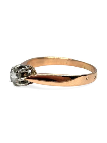 Bague 57 Solitaire ancien - Bague en or rose 18K et diamant 0,40 ct 58 Facettes 1684