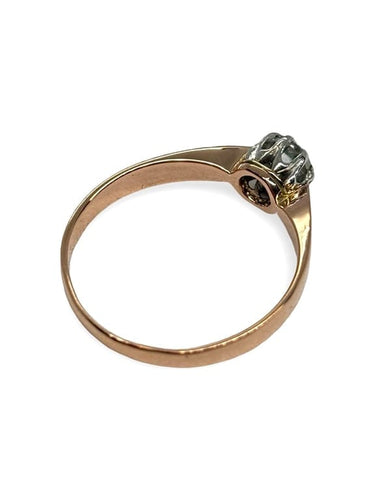 Bague 57 Solitaire ancien - Bague en or rose 18K et diamant 0,40 ct 58 Facettes 1684